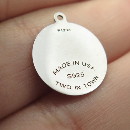 925 Sterling Silver USA Two In Town Fish Charm Pendant