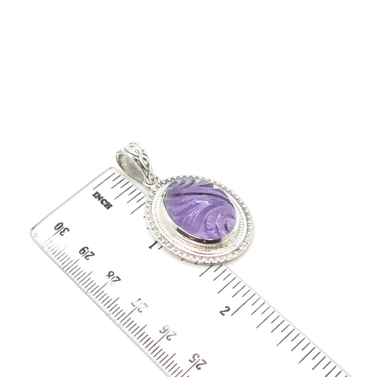 925 Sterling Silver Vintage Real Amethyst Gemstone Beaded Pendant