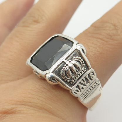 925 Sterling Silver Vintage Real Hematite Gemstone "Davis" Ring Size 11.25