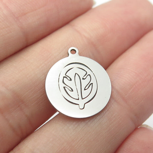 925 Sterling Silver USA Two In Town Leaf Charm Pendant