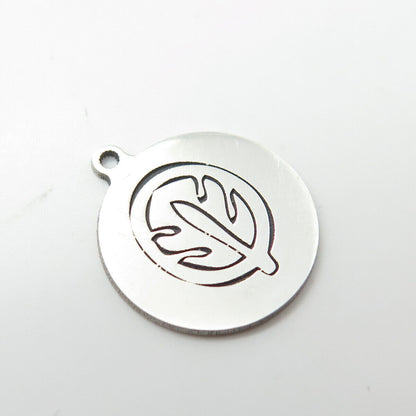 925 Sterling Silver USA Two In Town Leaf Charm Pendant