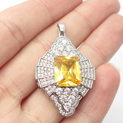 925 Sterling Silver White & Yellow C Z Pendant