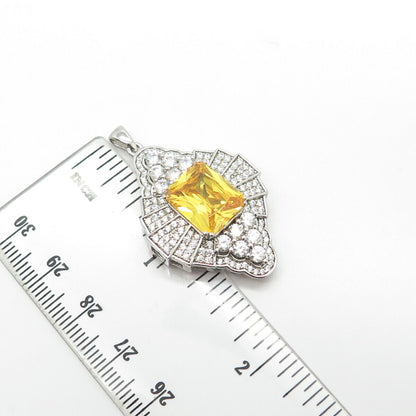 925 Sterling Silver White & Yellow C Z Pendant