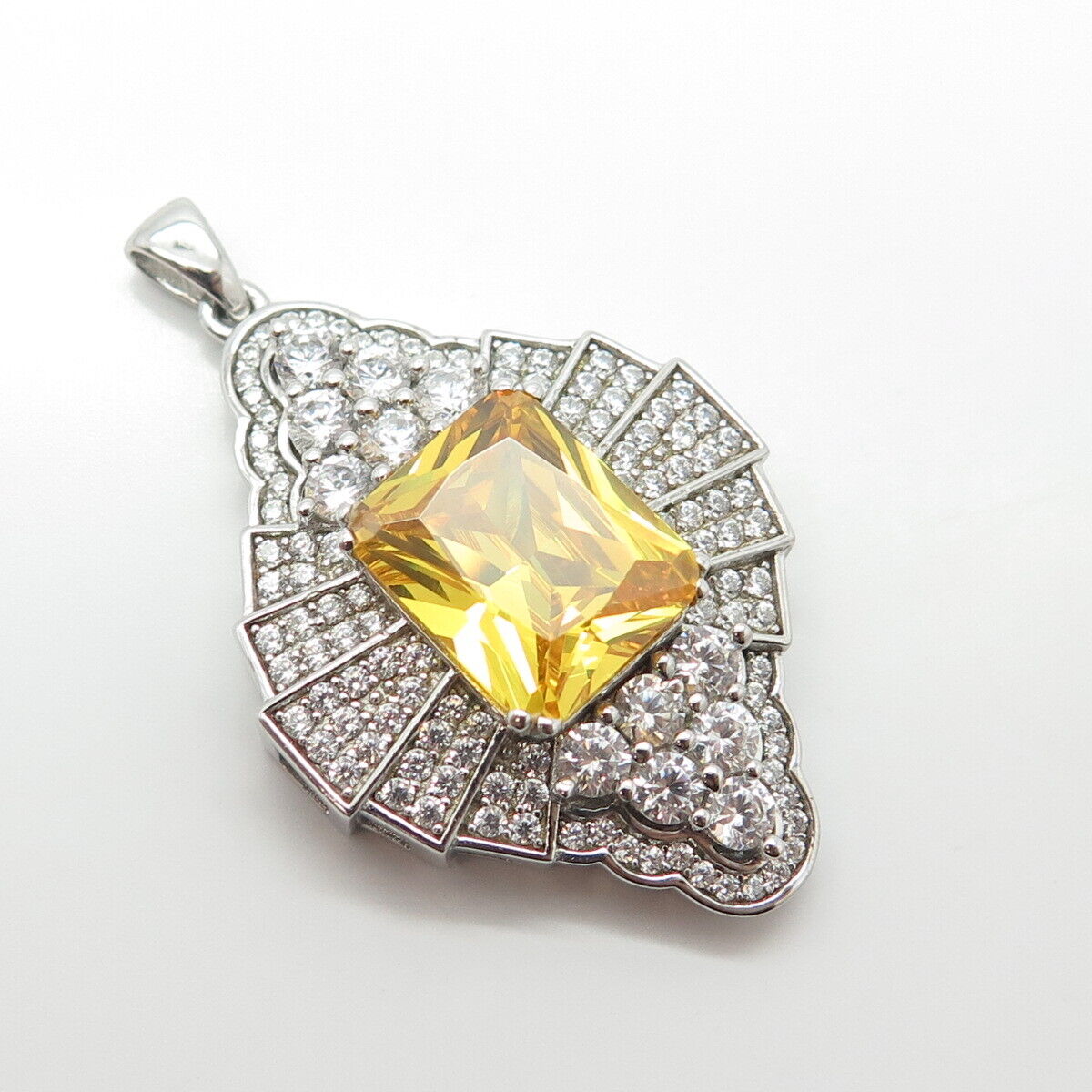 925 Sterling Silver White & Yellow C Z Pendant