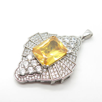 925 Sterling Silver White & Yellow C Z Pendant