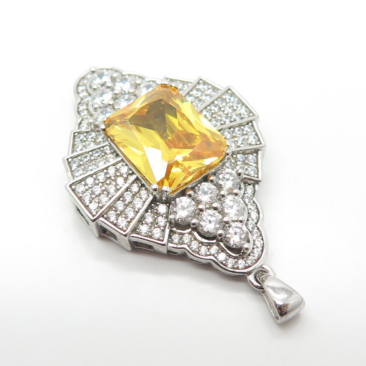 925 Sterling Silver White & Yellow C Z Pendant