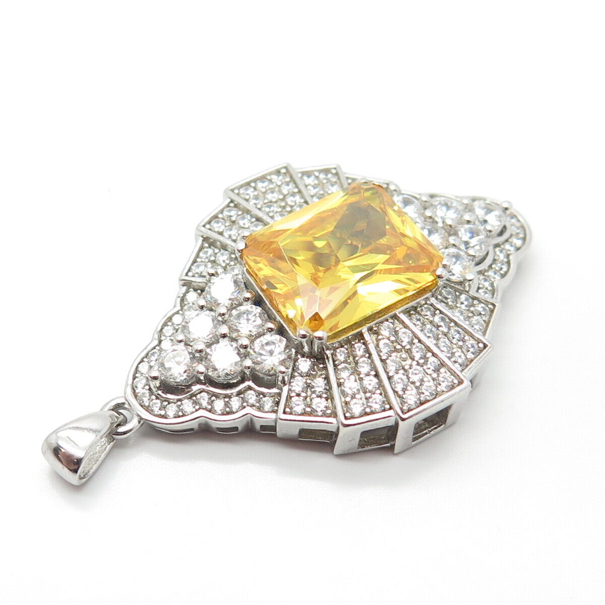 925 Sterling Silver White & Yellow C Z Pendant