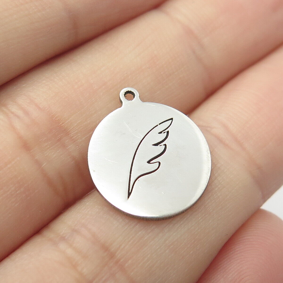 925 Sterling Silver USA Two In Town Feather Charm Pendant