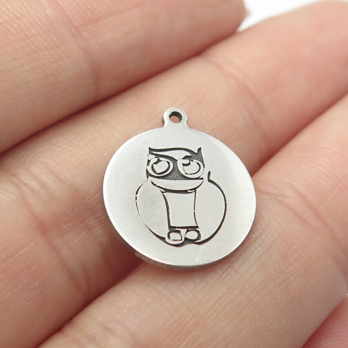 925 Sterling Silver USA Two In Town Owl Bird Charm Pendant