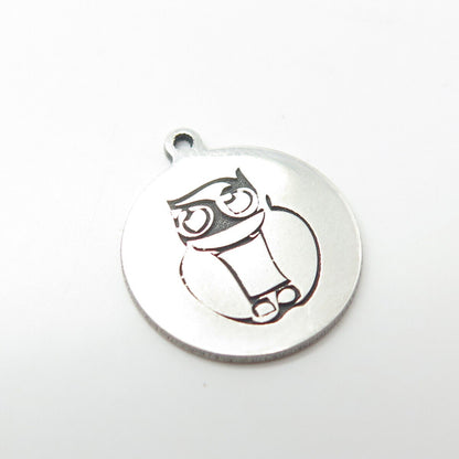 925 Sterling Silver USA Two In Town Owl Bird Charm Pendant