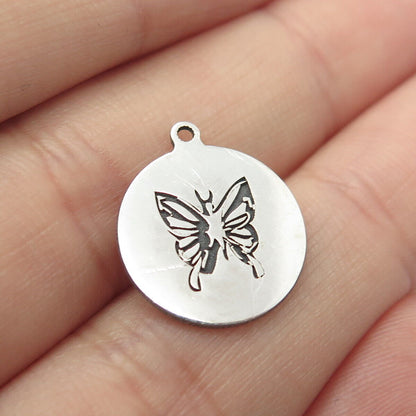 925 Sterling Silver USA Two In Town Butterfly Charm Pendant