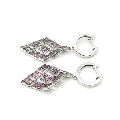 925 Sterling Silver Real Amethyst Gemstone Dangling Earrings