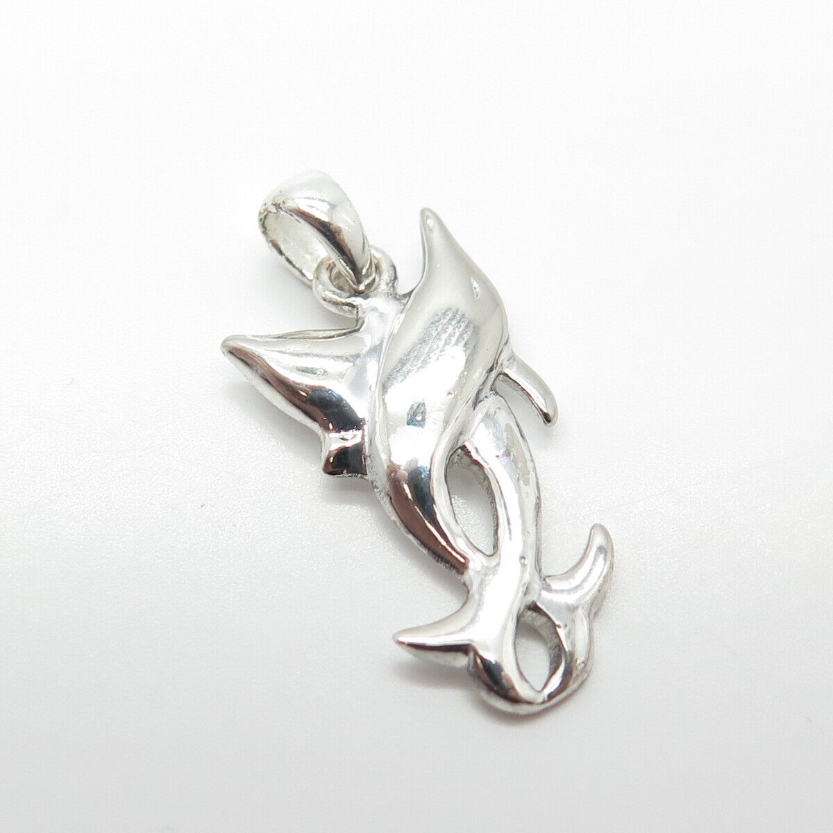 925 Sterling Silver Vintage Friendly Dolphin Pendant