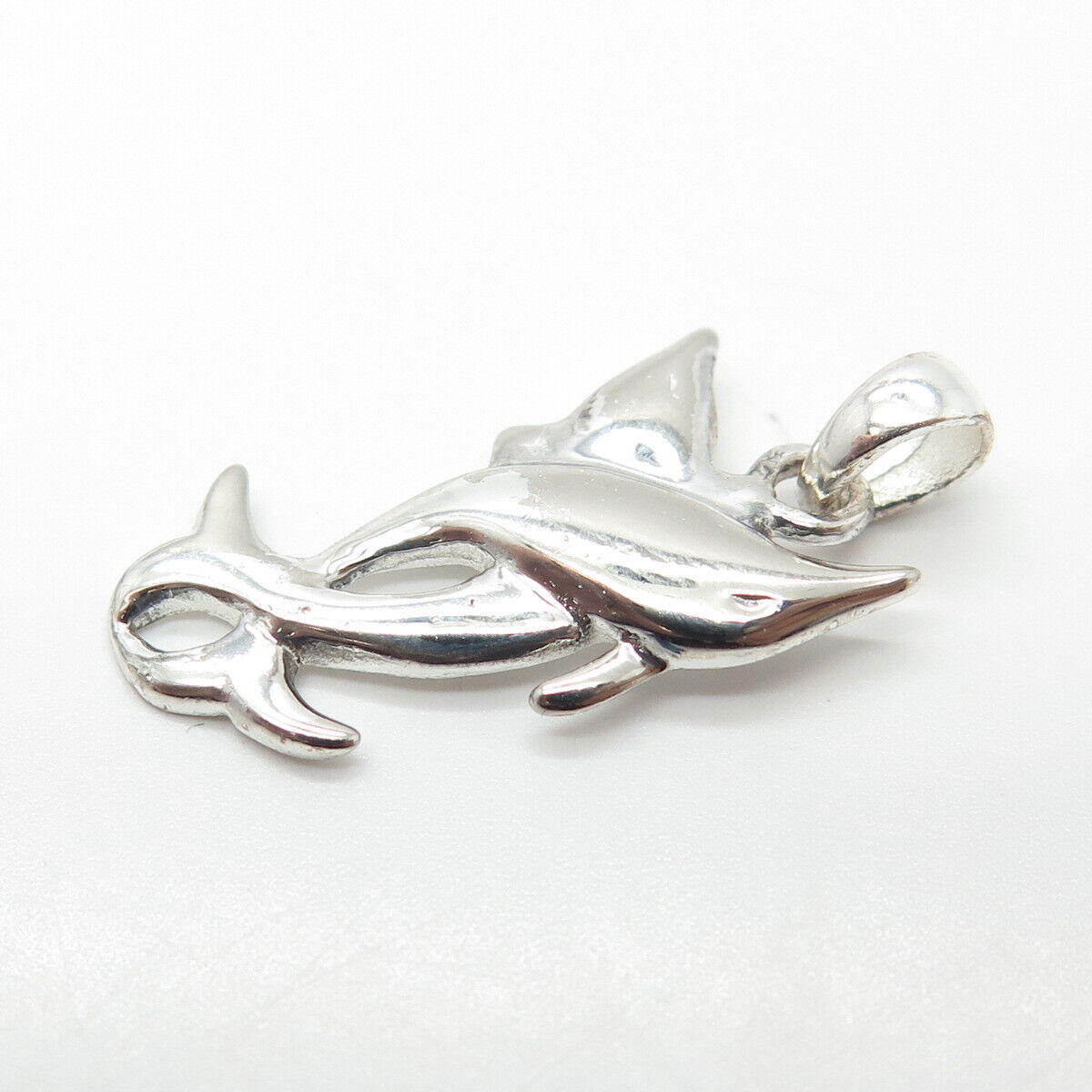 925 Sterling Silver Vintage Friendly Dolphin Pendant