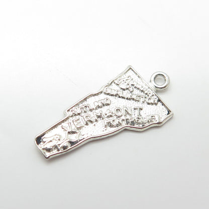 925 Sterling Silver Vintage "Vermont" State Map Charm Pendant