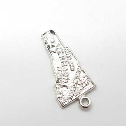 925 Sterling Silver Vintage "Vermont" State Map Charm Pendant