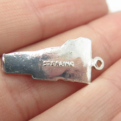 925 Sterling Silver Vintage "Vermont" State Map Charm Pendant