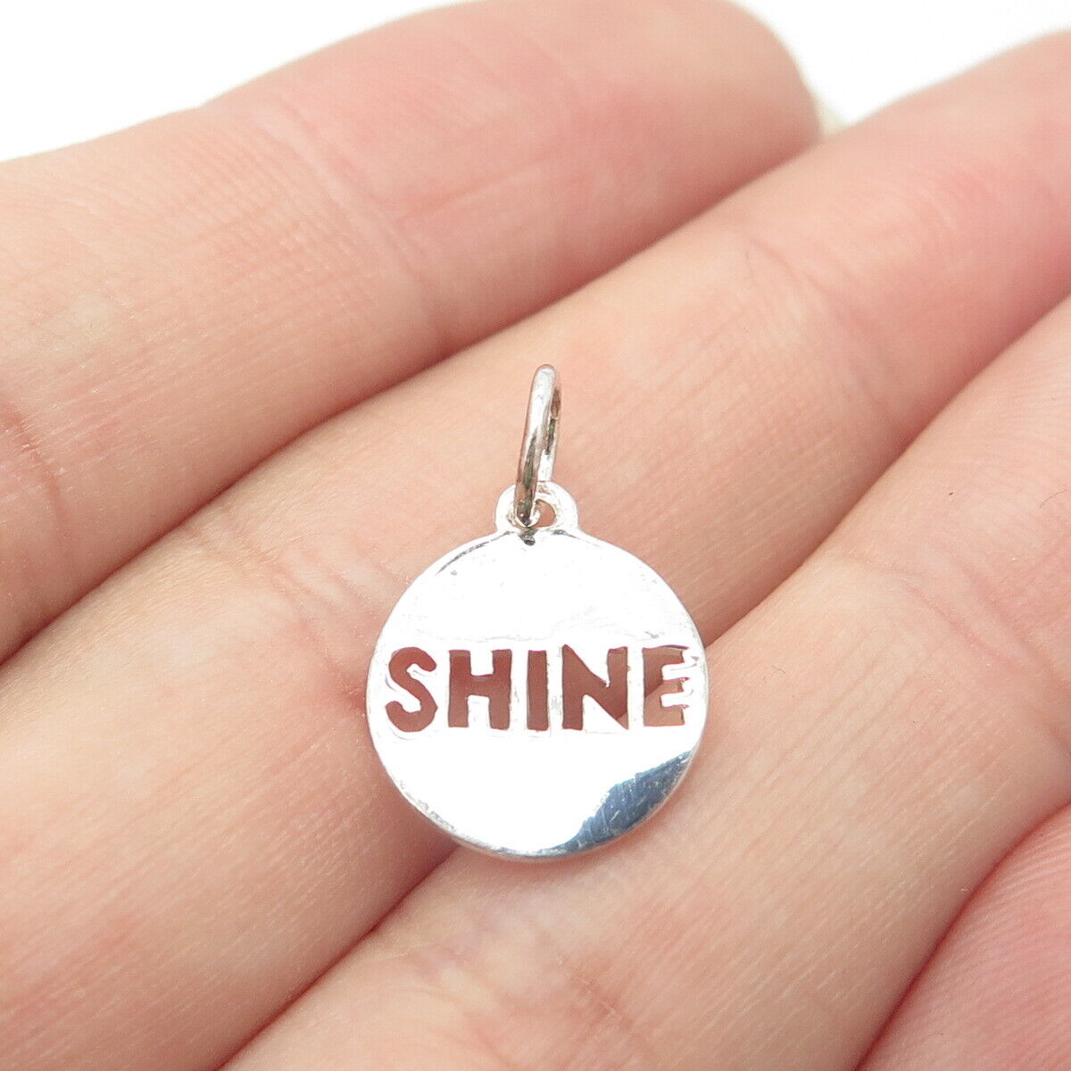 925 Sterling Silver Enamel "Shine" Charm Pendant