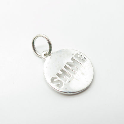 925 Sterling Silver Enamel "Shine" Charm Pendant