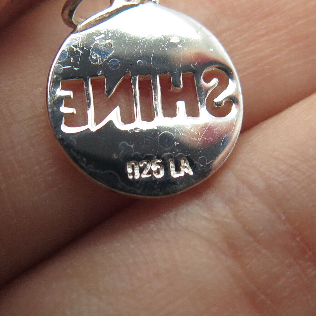 925 Sterling Silver Enamel "Shine" Charm Pendant