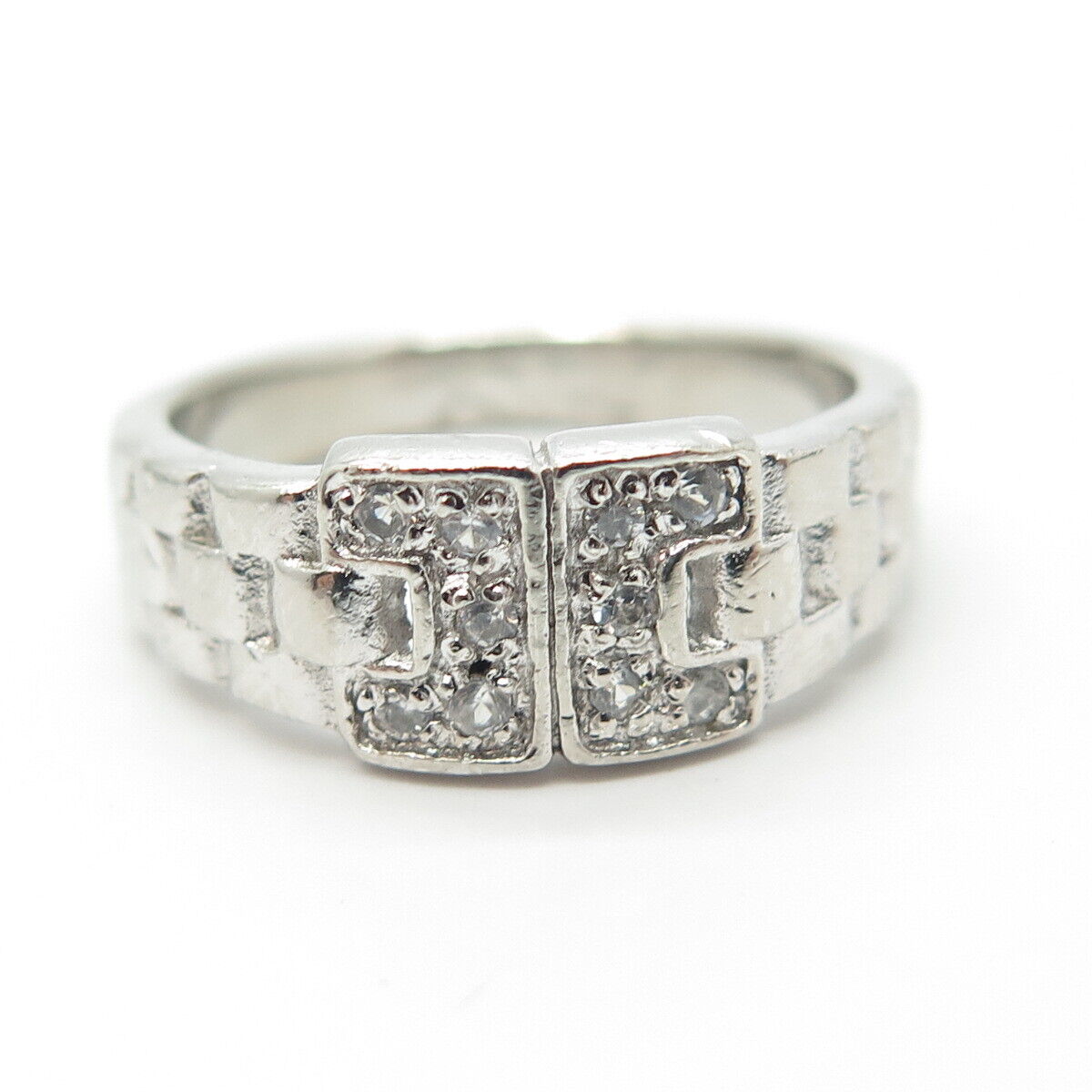 925 Sterling Silver Pave C Z Ring Size 5.75