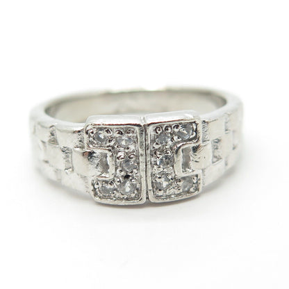 925 Sterling Silver Pave C Z Ring Size 5.75