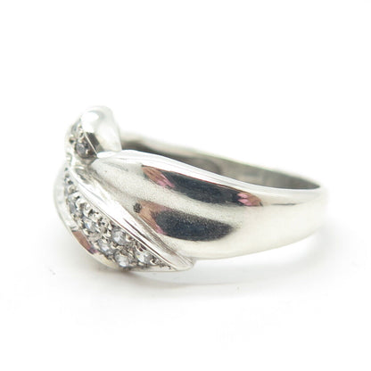 925 Sterling Silver Vintage White C Z Cocktail Ring Size 7.25