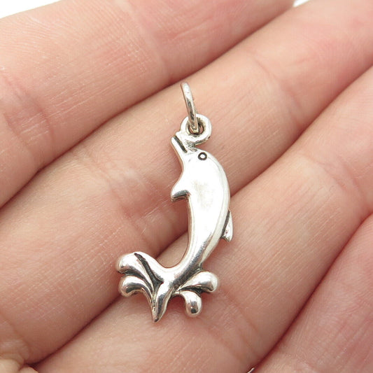 925 Sterling Silver Vintage Dolphin Amulet Pendant