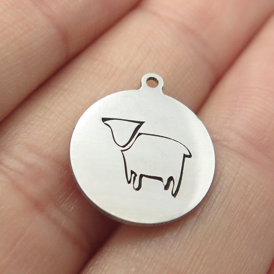 925 Sterling Silver USA Two In Town Lamb Charm Pendant