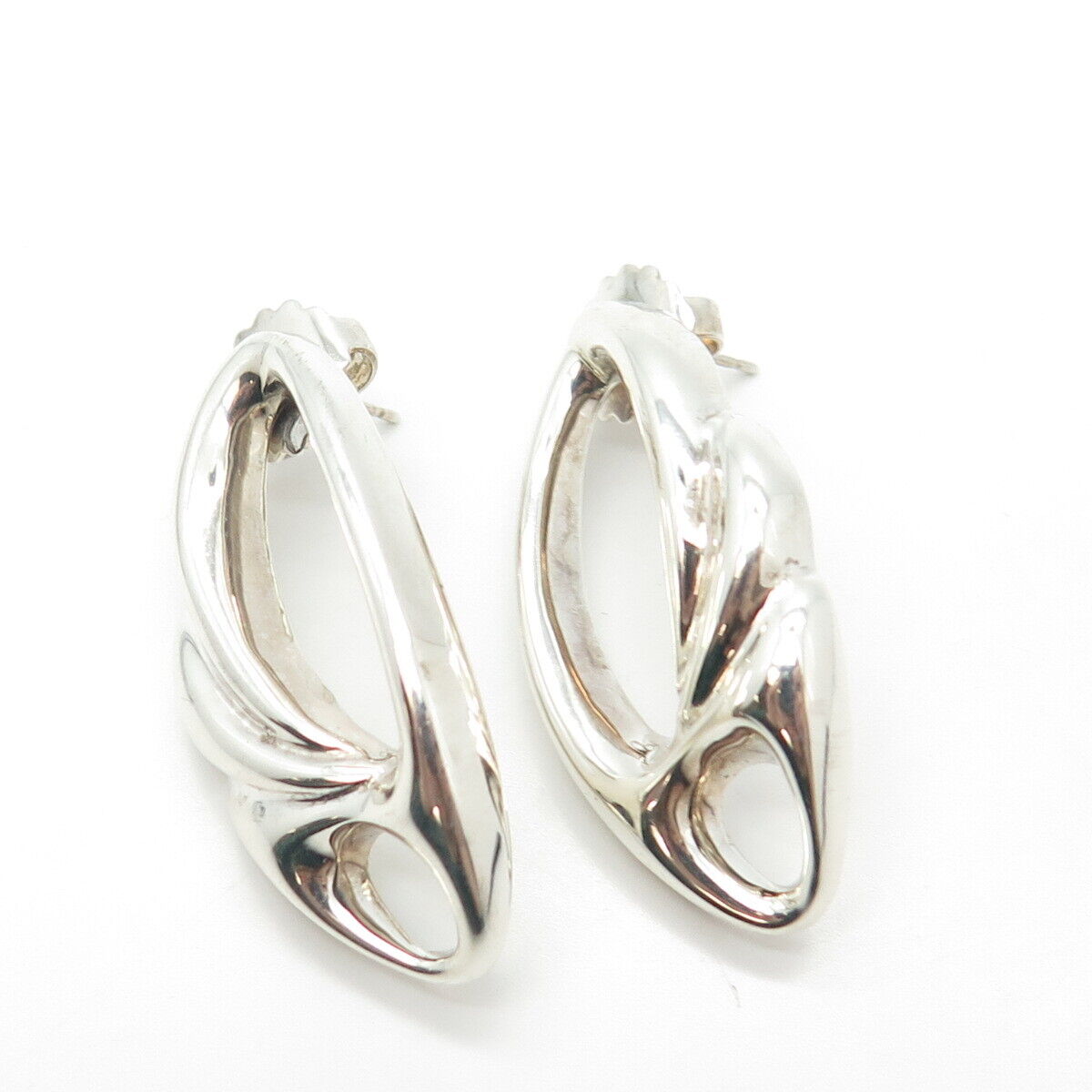 925 Sterling Silver Vintage Modernist Dangling Earrings