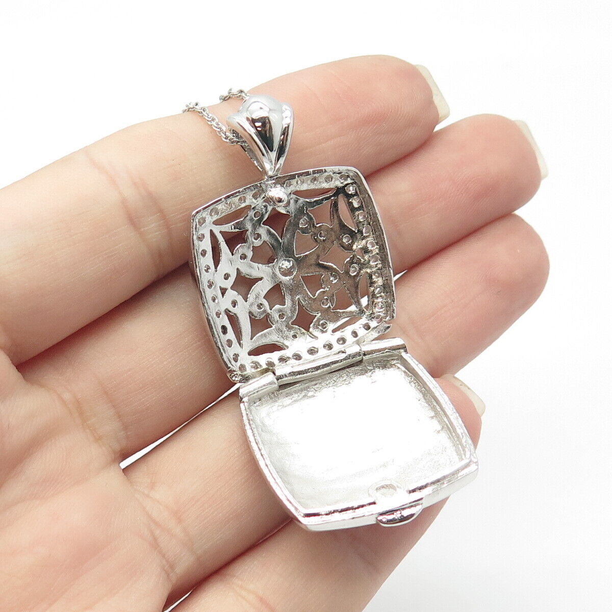 925 Sterling Silver C Z Prince-of-Wales Chain Necklace 24"