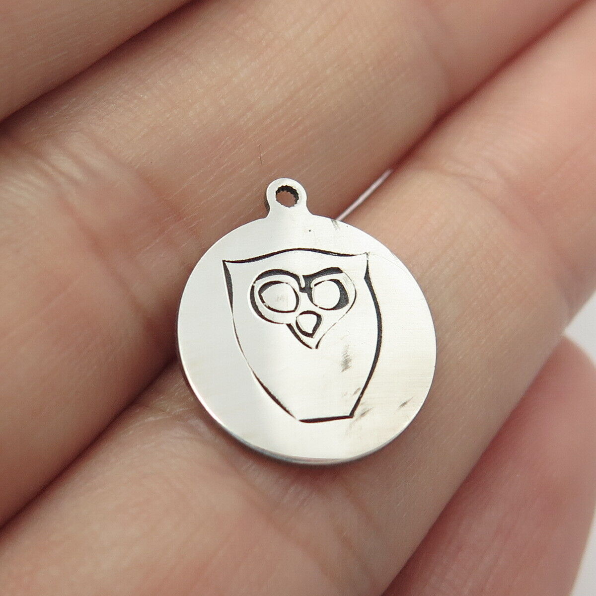 925 Sterling Silver USA Two In Town Owl Bird Charm Pendant