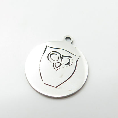 925 Sterling Silver USA Two In Town Owl Bird Charm Pendant