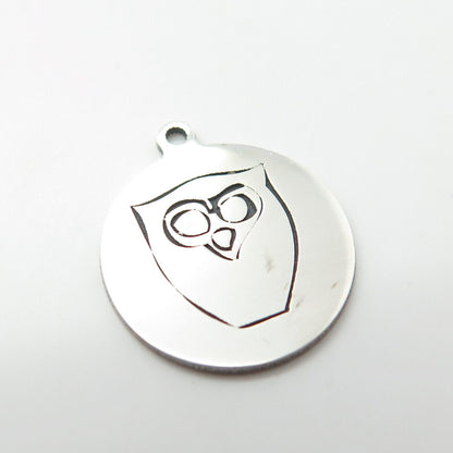 925 Sterling Silver USA Two In Town Owl Bird Charm Pendant