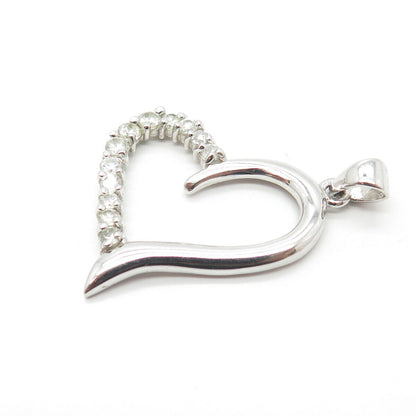 925 Sterling Silver C Z Open Heart Pendant