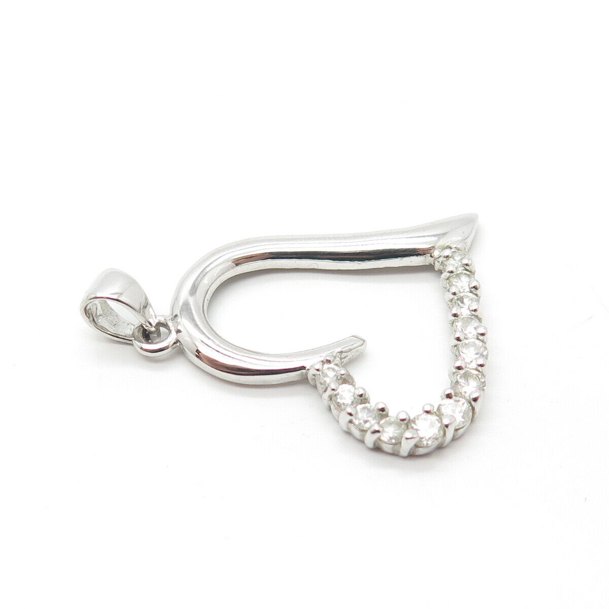 925 Sterling Silver C Z Open Heart Pendant