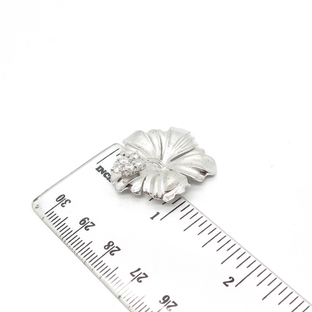 925 Sterling Silver C Z Floral Slide Pendant