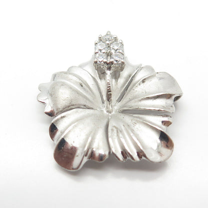 925 Sterling Silver C Z Floral Slide Pendant