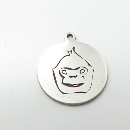 925 Sterling Silver USA Two In Town Monkey Charm Pendant