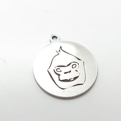 925 Sterling Silver USA Two In Town Monkey Charm Pendant