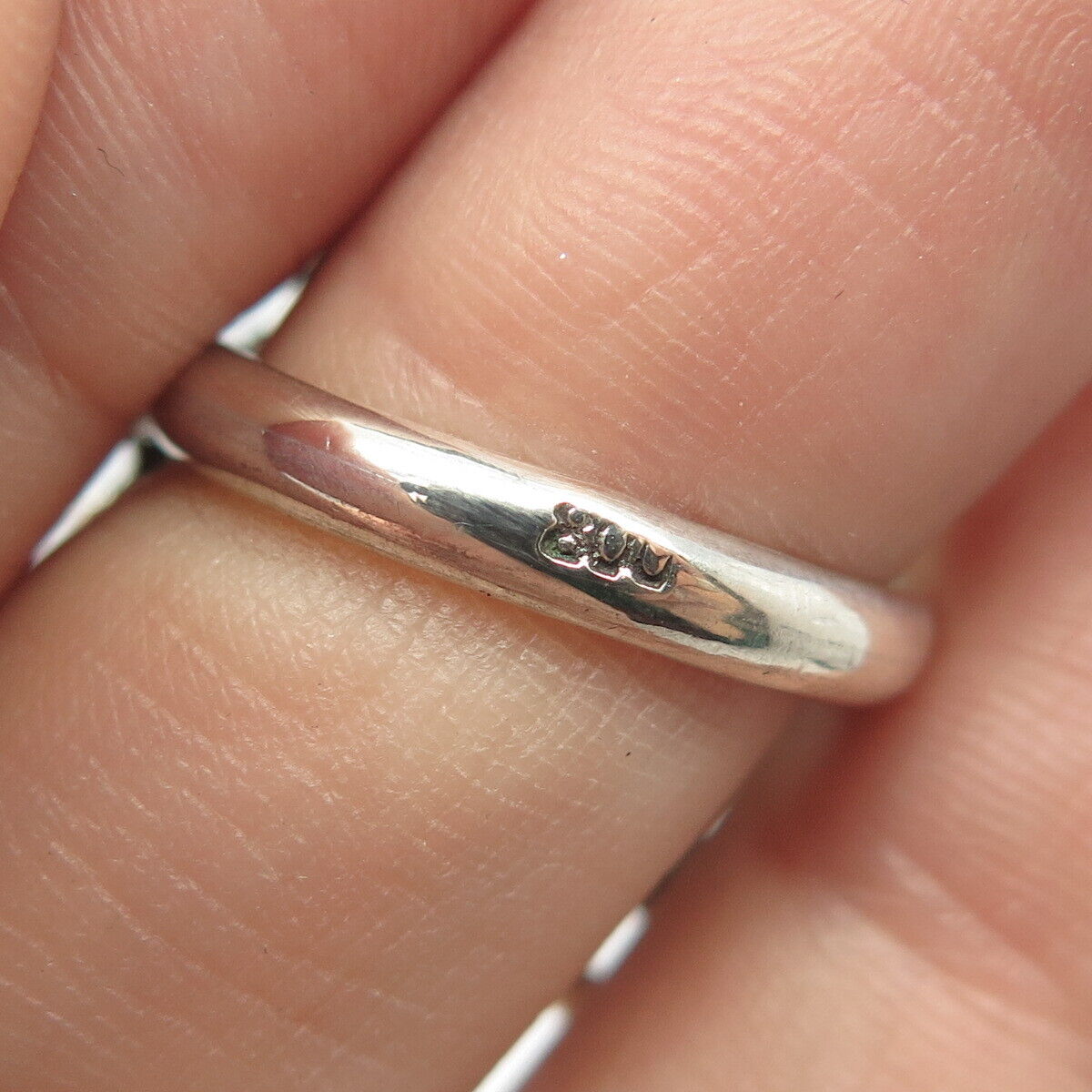 800 Silver Vintage Real Hematite Gemstone Ornate Ring Size 6.25