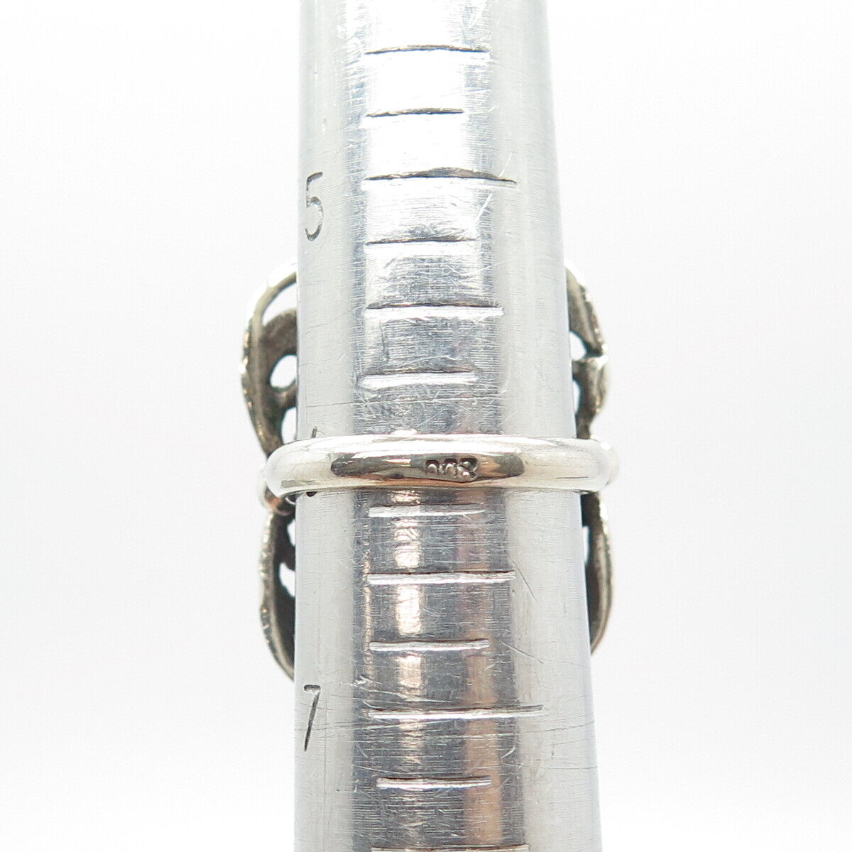 800 Silver Vintage Real Hematite Gemstone Ornate Ring Size 6.25