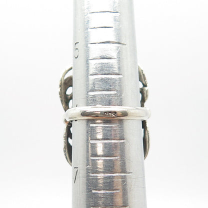 800 Silver Vintage Real Hematite Gemstone Ornate Ring Size 6.25