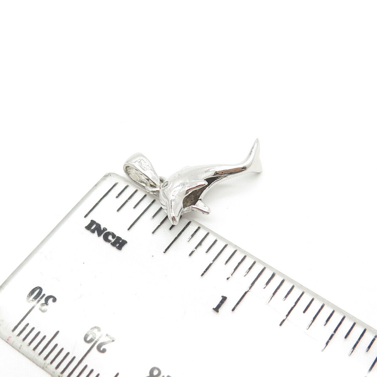 925 Sterling Silver C Z 3D Jumping Dolphin Pendant Charm