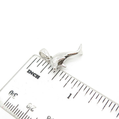 925 Sterling Silver C Z 3D Jumping Dolphin Pendant Charm