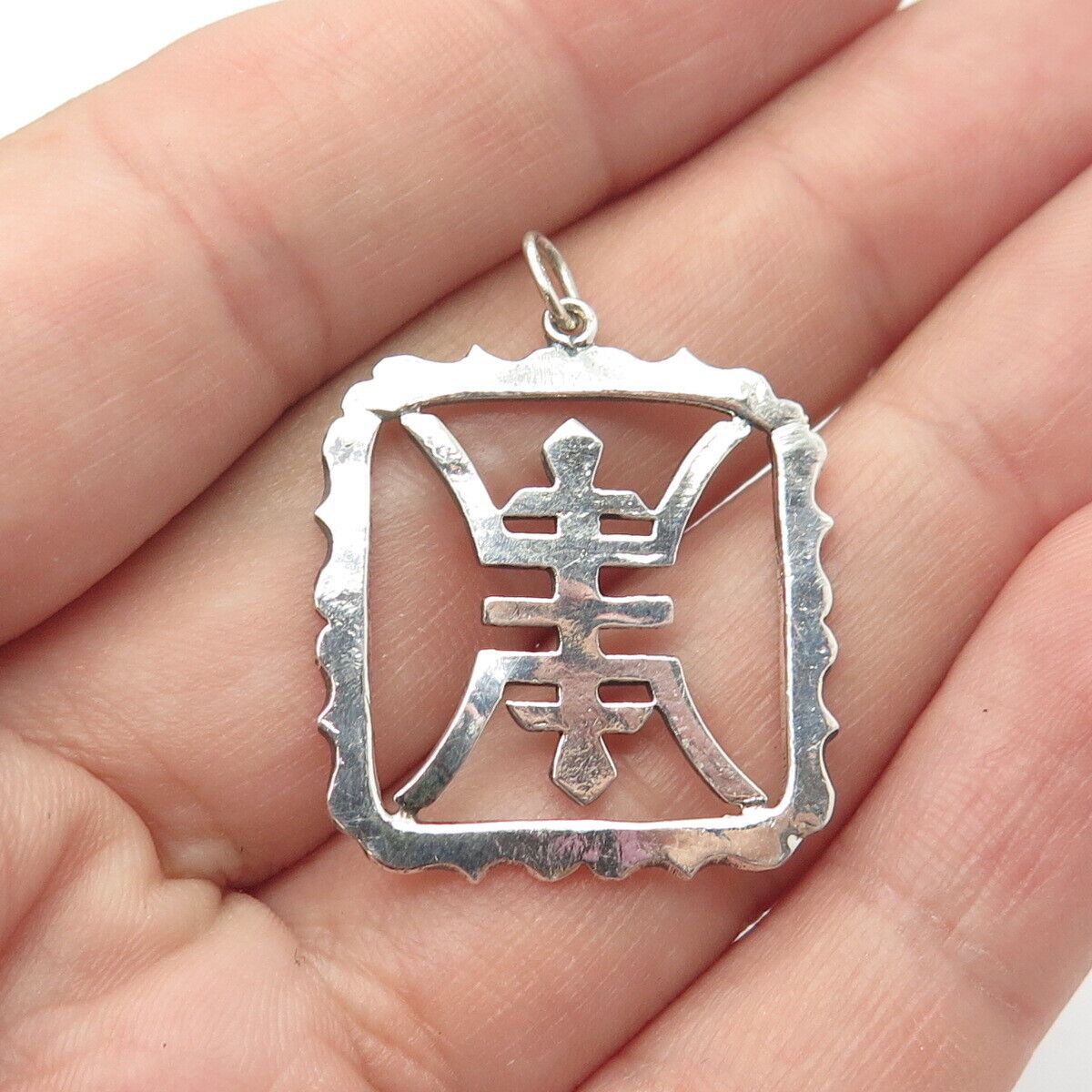 925 Sterling Silver Vintage Chinese Character Pendant