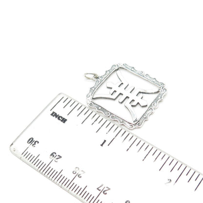 925 Sterling Silver Vintage Chinese Character Pendant