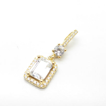 925 Sterling Silver Gold Plated Pave C Z Pendant