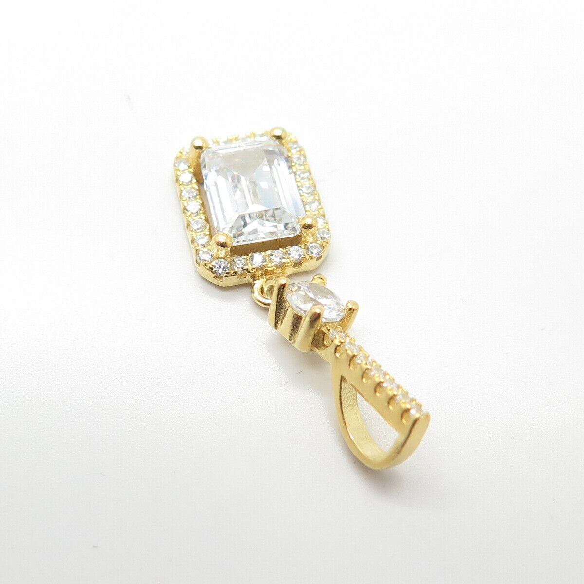 925 Sterling Silver Gold Plated Pave C Z Pendant