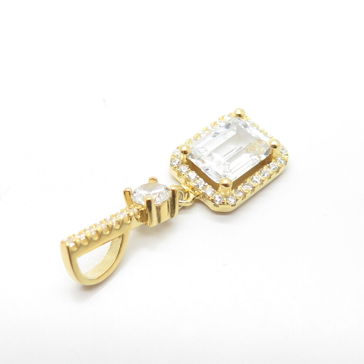 925 Sterling Silver Gold Plated Pave C Z Pendant